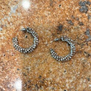 Mixed metal CZ Hoop Earrings